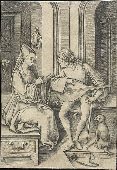 Şarkıcı ve Lavta Çalan by Israhel van Meckenem the younger