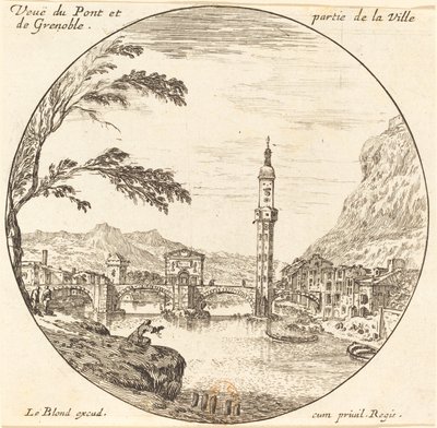 Pont ve Grenoble şehrinin bir kısmının görünümü by Israël Silvestre
