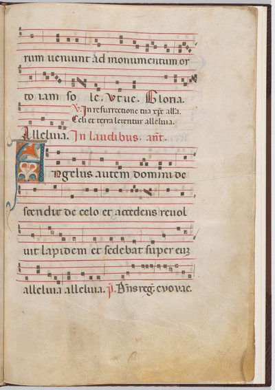 Bir antifonal parçadan yaprak 3 by Italian 13th Century