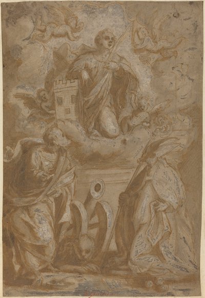 Aziz Nicholas ve Jerome ile Glory Aziz Barbara by Italian 16th Century