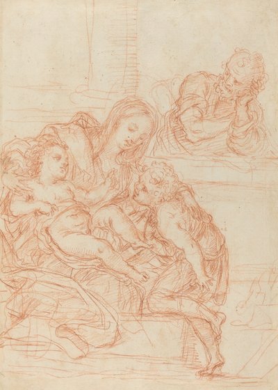 Aziz John ve Joseph ile Madonna ve Çocuk [rekto] by Italian 17th Century