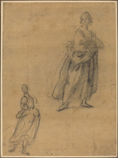 Ayakta Duran Bir Kadının İki Çalışması by Italian 17th Century