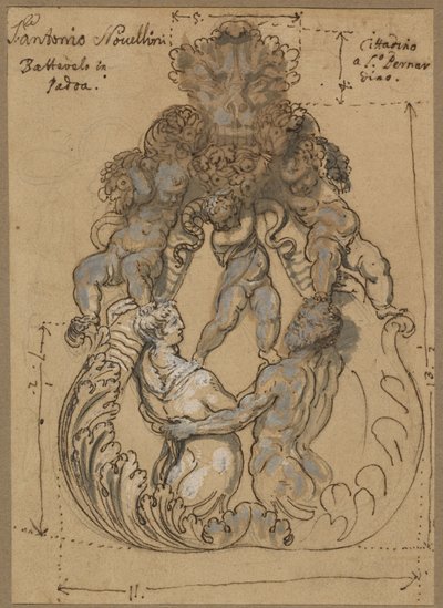 Triton, Nereid ve Putti ile Kapı Tokmağı by Italian 17th or 18th Century