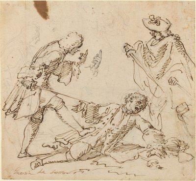 Dövüşen Üç Adam by Italian 17th or 18th Century