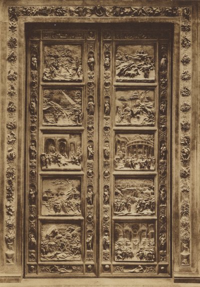 Firenze / Floransa: Vaftizhane, Ana Kapı, Lorenzo Ghiberti (s / b fotoğraf) by Italian Photographer