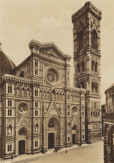 Firenze / Floransa: Katedralin Cephesi, Arch De Fabris ve del Moro (s / b fotoğraf) by Italian Photographer