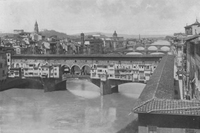 Floransa, Üç Köprünün Görünümü (s / b fotoğraf) by Italian Photographer