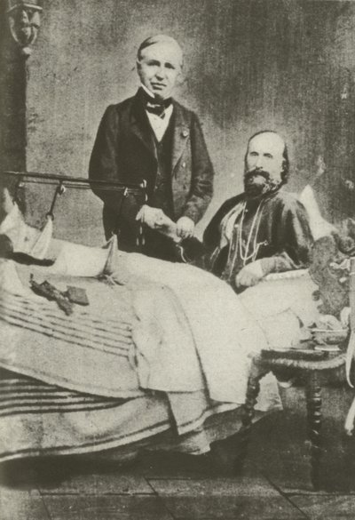 Garibaldi, doktoruyla birlikte savaşta yaralandı (s/b fotoğraf) by Italian Photographer