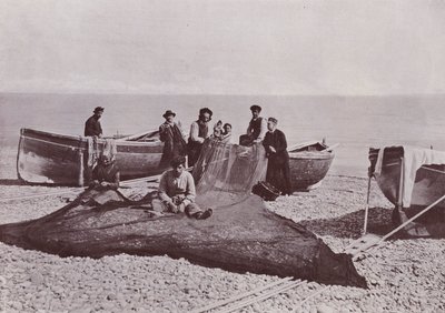 İtalya: Bordighera, çalışan balıkçılar (s/b fotoğraf) by Italian Photographer