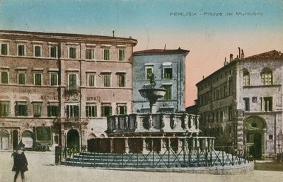 Perugia, Belediye Meydanı, c 1910 by Italian Photographer