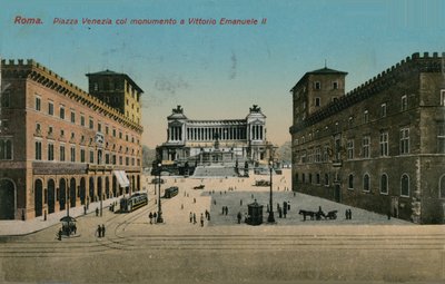 Piazza Venezia ve İtalya Kralı II. Victor Emmanuel Anıtı, Roma. 1913 yılında gönderilen kartpostal. by Italian Photographer
