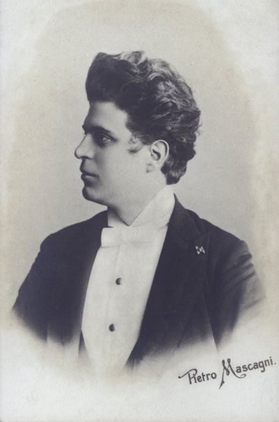 Pietro Mascagni, Cavalleria Rusticana operasının İtalyan bestecisi (s / b fotoğraf) by Italian Photographer