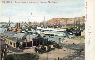 Ponte Federico Guglielmo ve feribot terminali, Cenova by Italian Photographer