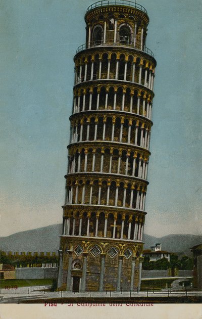 Eğik Pisa kulesi. 1913 yılında gönderilen kartpostal. by Italian Photographer