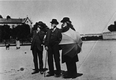 Besteci Giuseppe Verdi (1813-1901), mimar Camillo Boito (1836-1914) ve Noseda, 1898 civarında Milano