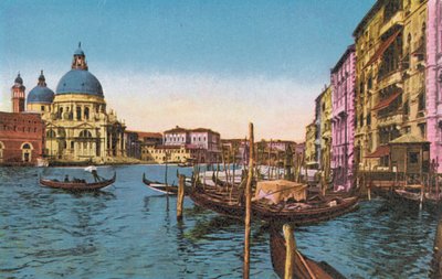 Venedik/Venedik: Salute Kilisesi ve San Marco Vapuru ile Büyük Kanal (renkli fotoğraf) by Italian Photographer