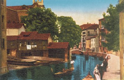 Venedik/Venedik: Rio ve Ponte S Trovaso Alle Zattere (renkli fotoğraf) by Italian Photographer