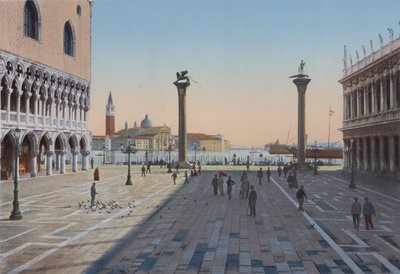 Venedik, Piazzetta San Marco ve iki Sütun (renkli fotoğraf) by Italian Photographer