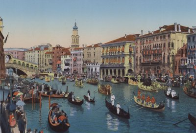 Venedik, Büyük Kanal üzerinde tekne yarışları (renkli fotoğraf) by Italian Photographer