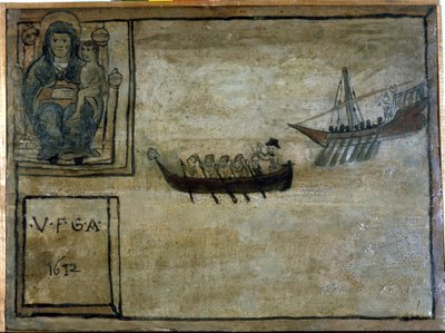 Bir Napoliten teknesi, barbar bir kadırga tarafından kovalanıyor. Napoli Madonna dell