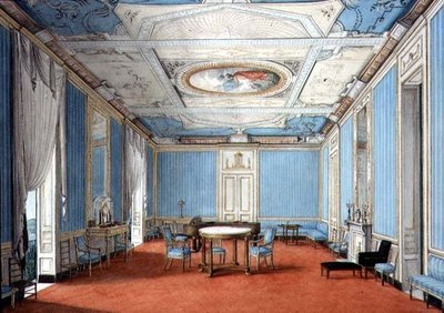 Neo-Klasik Neopolitan Palazzo Interior, c.1830 (kağıt üzerine guaj ve sulu boya) by Italian School