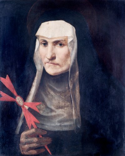 A Sainted Nun, c.1600 (kavak paneli üzerine yağlı boya) by Italian School