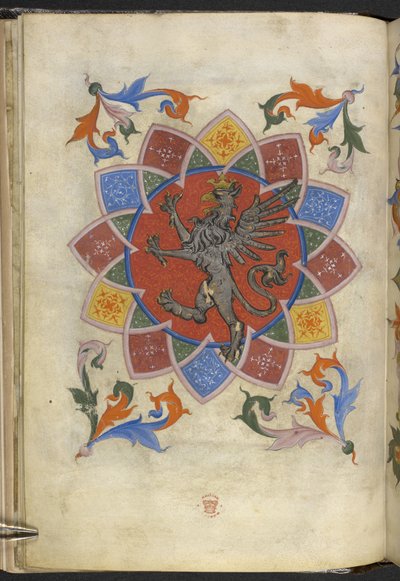 Ekle. 21965, f.5v Hanedan figürü: Bir griffin, Terziler Loncası Statüsü, 