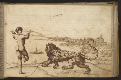 Ekle. 82955, f.124 İnsan figürü ve bir yaratık (
