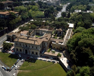 Roma, İtalya'daki Villa Giulia'nın havadan görünümü by Italian School