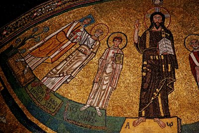 İsa, azizler ve Papa IV. Gregory ile apsis (mozaik) by Italian School