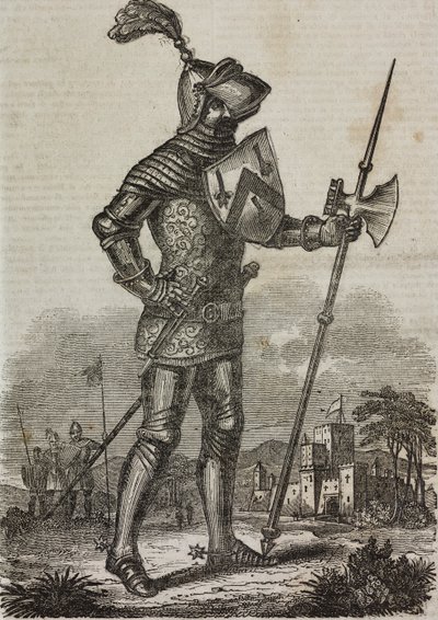 İngiltere Kralı V. Henry döneminden zırh, 'Teatro Universale...'den illüstrasyon by Italian School