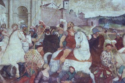 Şehir surlarının dışındaki savaş sahnesi, c.1460