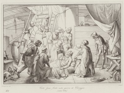 Carlo Zeno Chioggia savaşında yaralandı by Italian School
