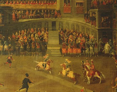 Palais du Belvedere avlusunda atlıkarınca (tuval üzerine yağlı boya) by Italian School