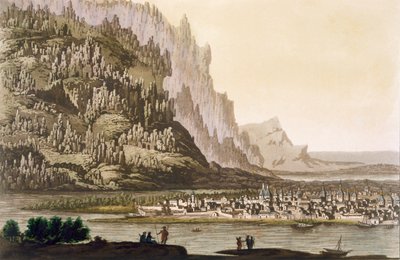 Lena Nehri kıyısındaki Yakutsk şehri, Doğu Sibirya, 1820