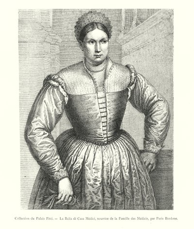 Pitti Sarayı koleksiyonu, La Balia di Casa Medici, Medici Ailesinin Hemşiresi, Paris Bordone (gravür) by Italian School