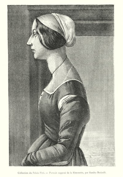 Pitti Sarayı Koleksiyonu, Sözde Simonetta Portresi, Sandro Boticelli tarafından (gravür) by Italian School