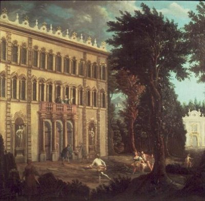 Zarif Figürlü Kır Evi (bir çift) by Italian School