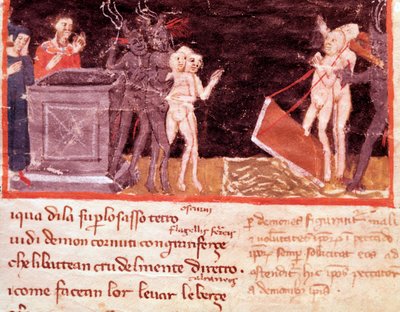Pezevenkler ve baştan çıkarıcılarla çevrili Dante ve Virgil (İlahi Komedya