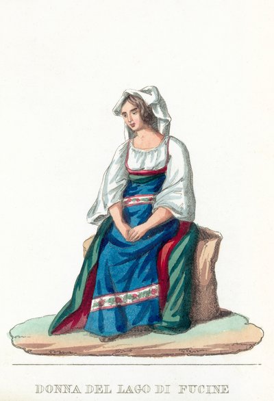 Donna Del Lago Di Fucine (renkli gravür) by Italian School