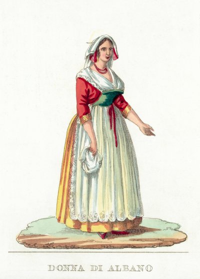 Donna Di Albano (renkli gravür) by Italian School