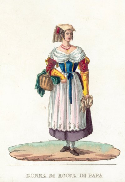 Donna Di Rocca Di Papa (renkli gravür) by Italian School