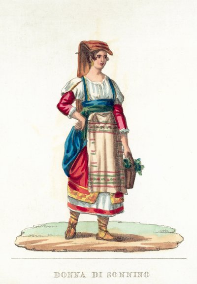 Donna Di Sonnino (renkli gravür) by Italian School