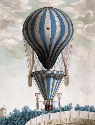Uçuşta Erken Sıcak Hava Balonu by Italian School