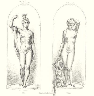 Figürinler du Piedestal, Pallas, Venüs (gravür) by Italian School