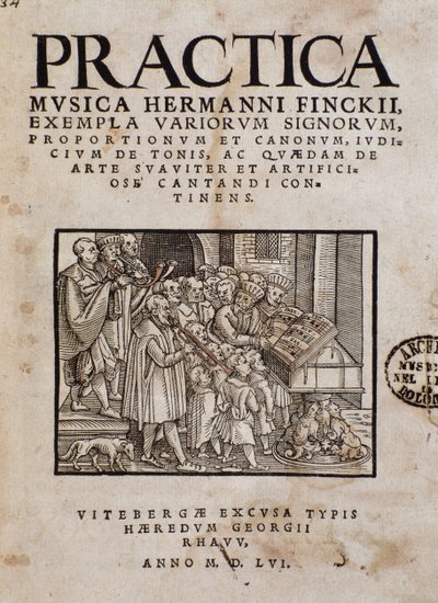 Hermann Finck (1527-1558) tarafından yazılan Practica musica'nın ön yüzü Alman besteci ve müzik teorisyeni by Italian School