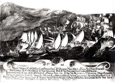 General Francisco Morosini (1618-94) ve Venedik Donanması, Girit Sahili Açıklarında Türk Donanması ile Karşılaşmada, Mayıs 1661 by Italian School