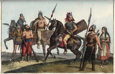 Alamanların Germen kabilesi (Alemandlar) - Alemanni (Alamannen) Alamanni kabilesi - Evrenin Tüm Halklarının “” Gümrük ve Geleneklerinden gravür. Bu, hükümetin, yasaların, milislerin, en krallardan tüm ulusların dininin tarihidir. by Italian School