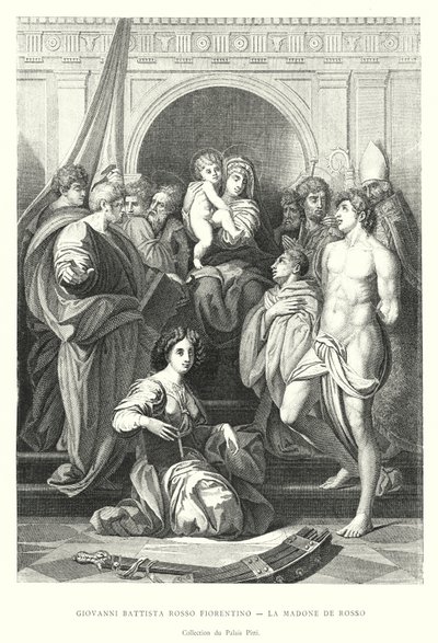 Giovanni Battista Rosso Fiorentino, La Madone de Rosso, Collection du Palais Pitti (gravür) by Italian School