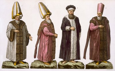 Grand Visir, Caim-Mecam, Reis-Efendi ve Khodjakian, C. Botticella (aquatint) tarafından oyulmuş Milletler Tarihinin I. Kısım III. by Italian School